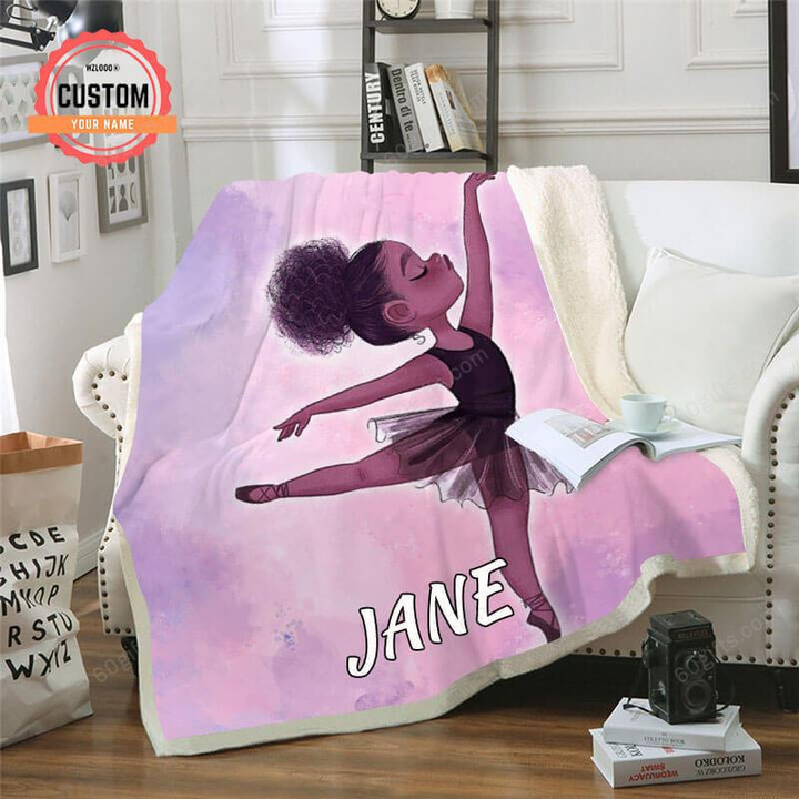 Customized Name Happy Anniversary Wedding, Birthday Gift, African American Ballet Black Girl Blanket Gifts For Family - Personalized Fleece Blanket