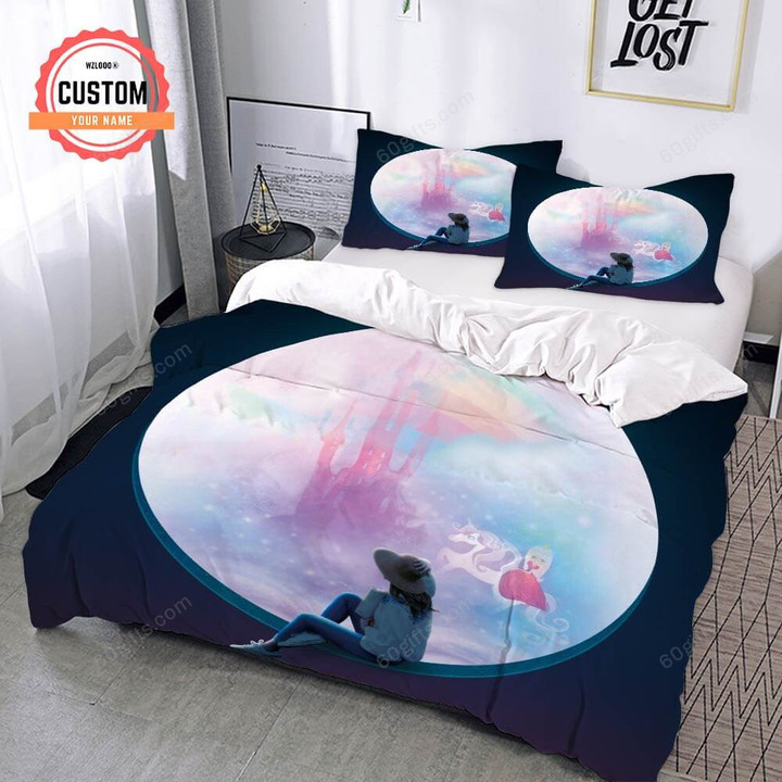 Customized Name Mirror Unicorn Bedding Set Best Birthday Gifts - Duvet Cover Bedding Set