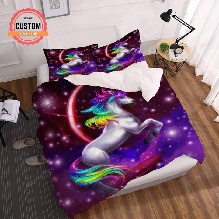Customized Name Star Unicorn Bedding Set Best Birthday Gifts - Duvet Cover Bedding Set