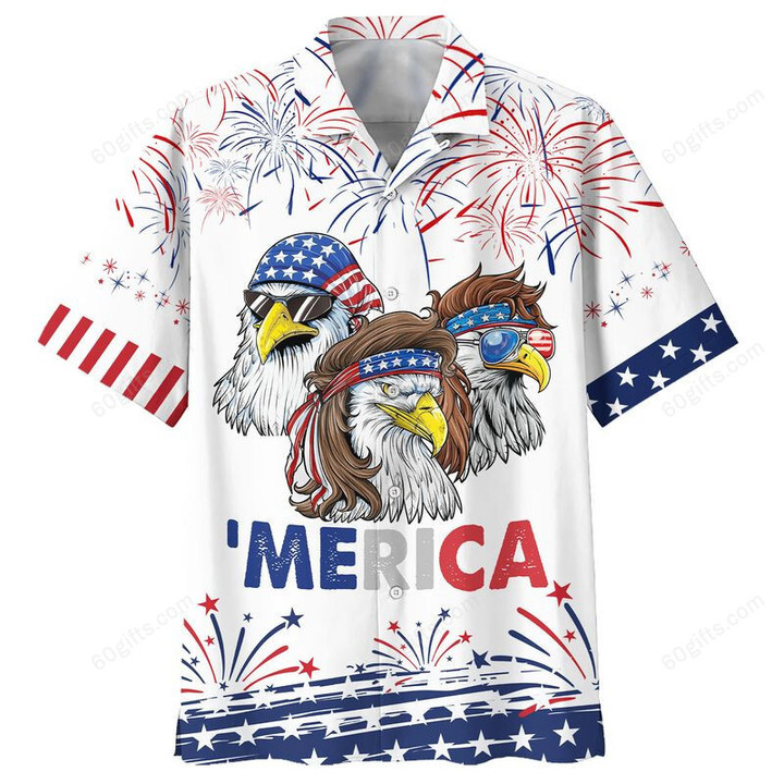 3d Hawaiian Shirt, Hoodie, Zip Hoodie, Hoodie Dress, Sweatshirt Independence Day USA Eagles All Over Print