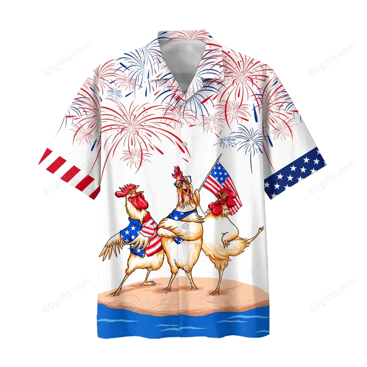 Happy Independence Day USA - 3d Chicken Lover Hawaiian Shirt, Hoodie, Zip Hoodie, Hoodie Dress, Sweatshirt All Over Print
