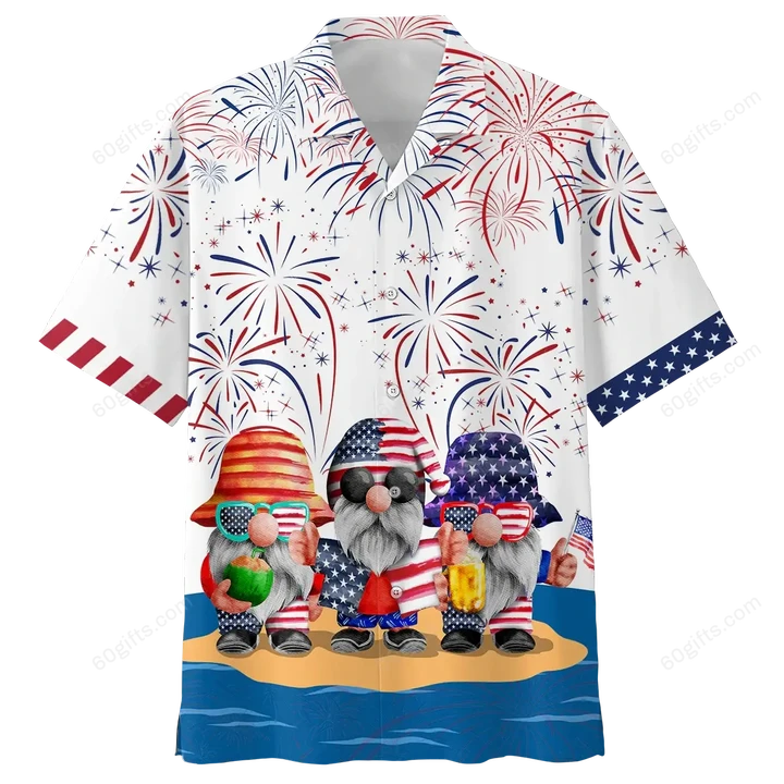 Happy Independence Day USA - 3d Gnome Lover Hawaiian Shirts, Hoodie, Zip Hoodie, Hoodie Dress, Sweatshirt All Over Print