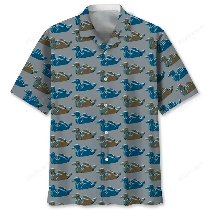 Happy Birthday 2022 - 3d Blue And Brown Isometric Ducks Hawaiian Shirt, Hoodie, Zip Hoodie, Hoodie Dress, Sweatshirt All Over Print