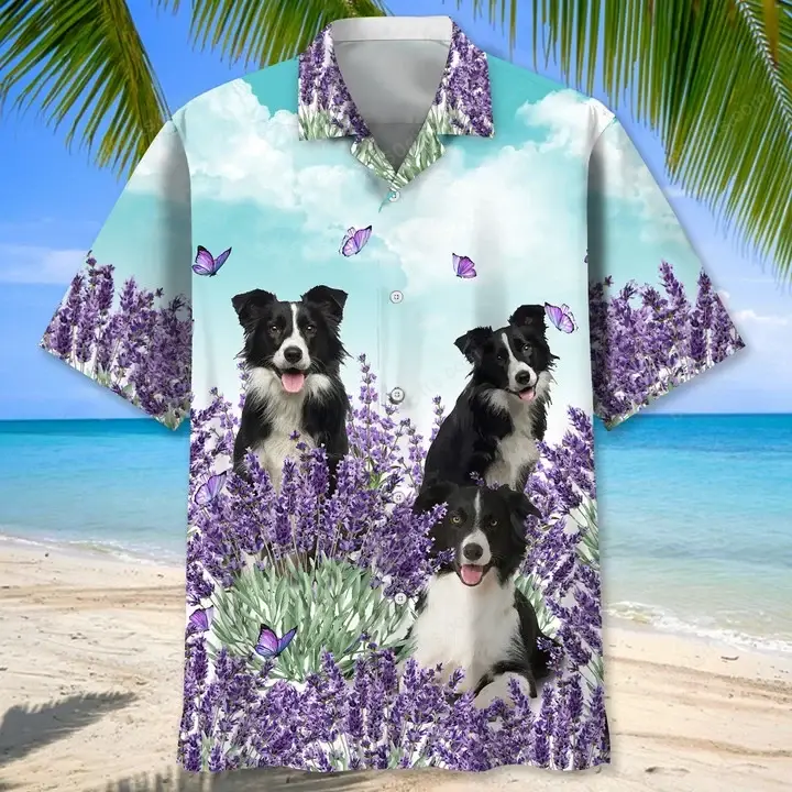 Happy Birthday 2022 - 3d Border Collie Lavender Hawaiian Shirt, Hoodie, Zip Hoodie, Hoodie Dress, Sweatshirt All Over Print