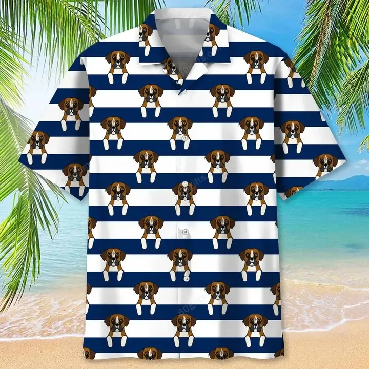 Happy Birthday 2022 - 3d Boxer Blue Stripe Hawaiian Shirts, Hoodie, Zip Hoodie, Hoodie Dress, Sweatshirt All Over Print