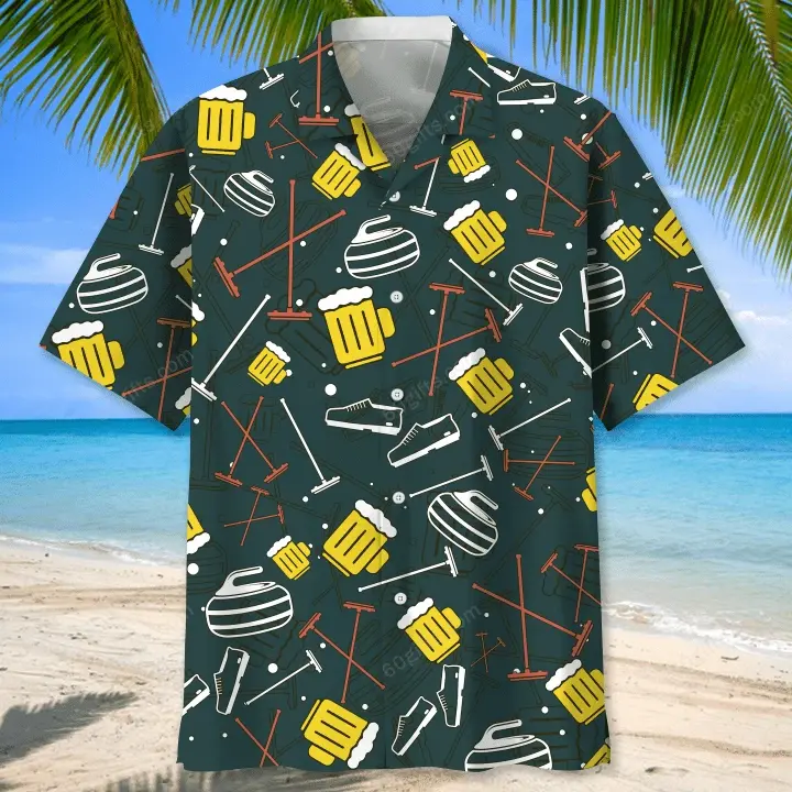 Happy Birthday 2022 - 3d Curling & Beer Hawaiian Shirts, Hoodie, Zip Hoodie, Hoodie Dress, Sweatshirt All Over Print