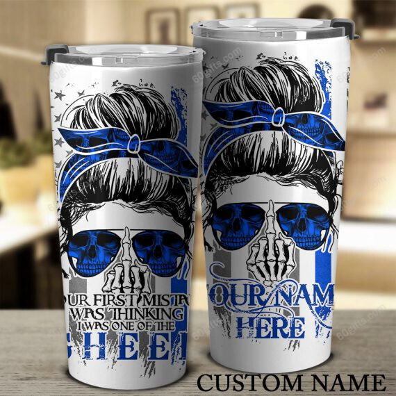 Personalized Happy Halloween, Birthday Gift Tumbler Cup Your First Mistake Messy Bun Skull - Customized Stainless Steel Tumbler