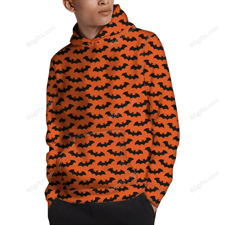 Happy Halloween 3d Hoodie, Zip Hoodie, Hoodie Dress, Sweatshirt Halloween Bat Pattern All Over Print