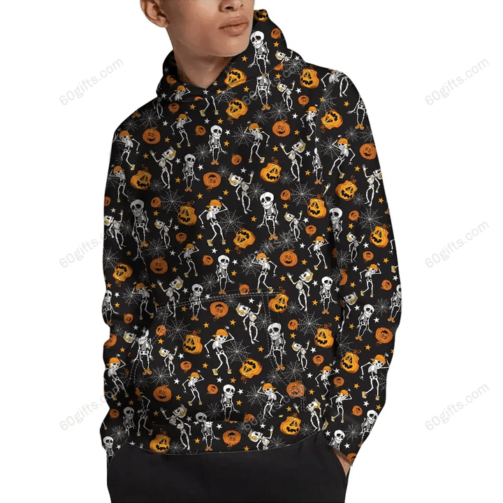 Happy Halloween 3d Hoodie, Zip Hoodie, Hoodie Dress, Sweatshirt Halloween Skeleton Party Pattern All Over Print