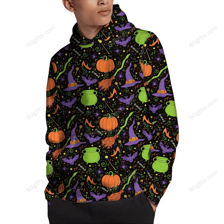 Happy Halloween 3d Hoodie, Zip Hoodie, Hoodie Dress, Sweatshirt Halloween Wizard Pattern All Over Print