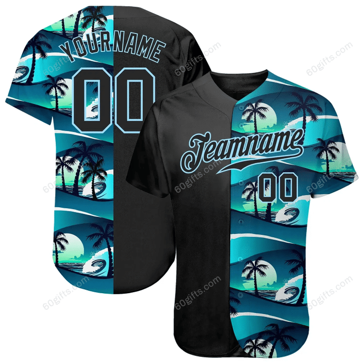 Customized Merry Christmas, Happy New Year Gift Ideas Baseball Jersey Hibiscus And Palm Trees Personalized Baseball Shirt
