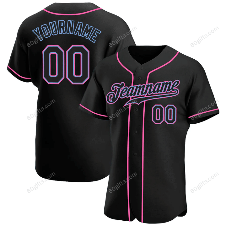 Customized Merry Christmas, Happy New Year Gift Ideas Baseball Jersey Black Black-Pink Authentic Personalized Baseball Shirt
