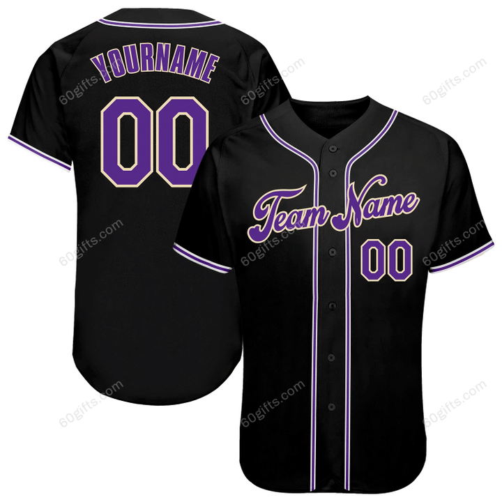 Customized Merry Christmas, Happy New Year Gift Ideas Baseball Jersey Black Purple-White Authentic Personalized Baseball Shirt
