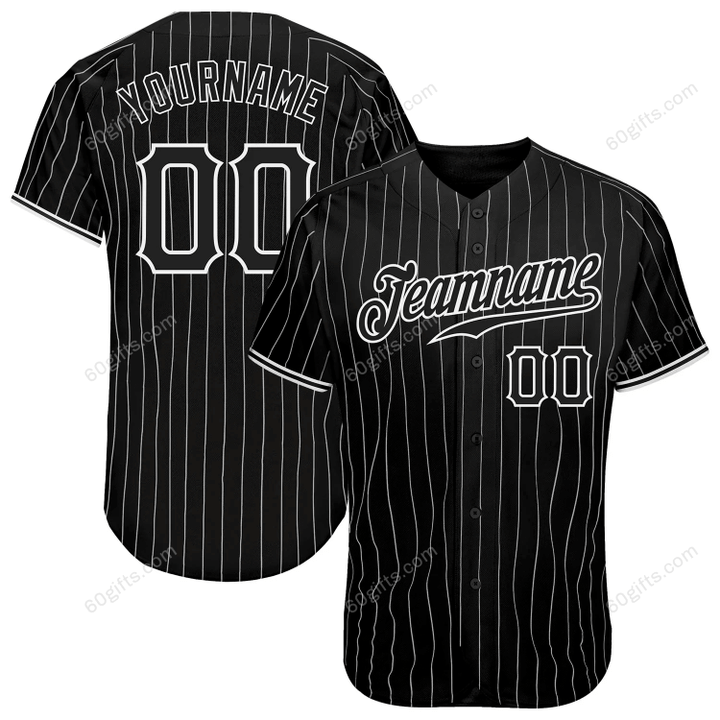 Customized Merry Christmas, Happy New Year Gift Ideas Baseball Jersey Black White Pinstripe Black-White Authentic Personalized Baseball Shirt