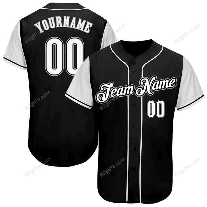 Customized Merry Christmas, Happy New Year Gift Ideas Baseball Jersey Black White-Gray Authentic Two Tone Personalized Baseball Shirt