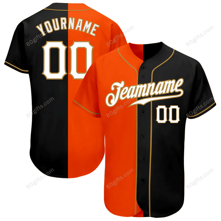 Customized Merry Christmas, Happy New Year Gift Ideas Baseball Jersey Black White-Orange Authentic Split Fashion Personalized Baseball Shirt