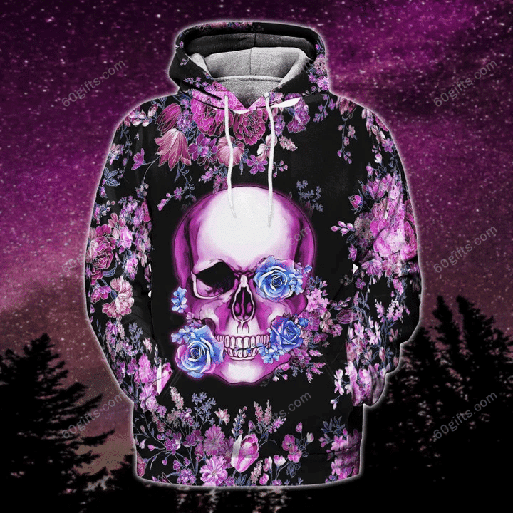 Happy Halloween 3d Hoodie, Zip Hoodie, Hoodie Dress, Sweatshirt Purple Skull Gothic All Over Print