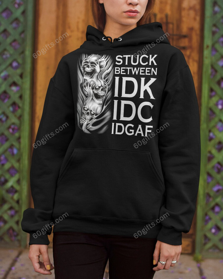 Happy Halloween 3d Hoodie, Zip Hoodie, Hoodie Dress, Sweatshirt Stuck Between IDK IDC IDGAF Skull All Over Print