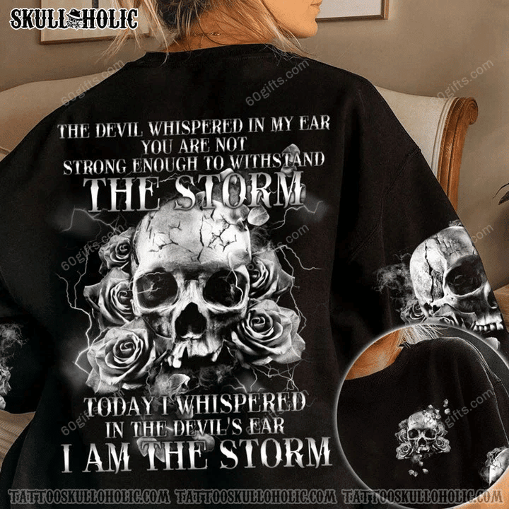 Happy Halloween 3d Hoodie, Zip Hoodie, Hoodie Dress, Sweatshirt I Am The Storm Skull Rose All Over Print