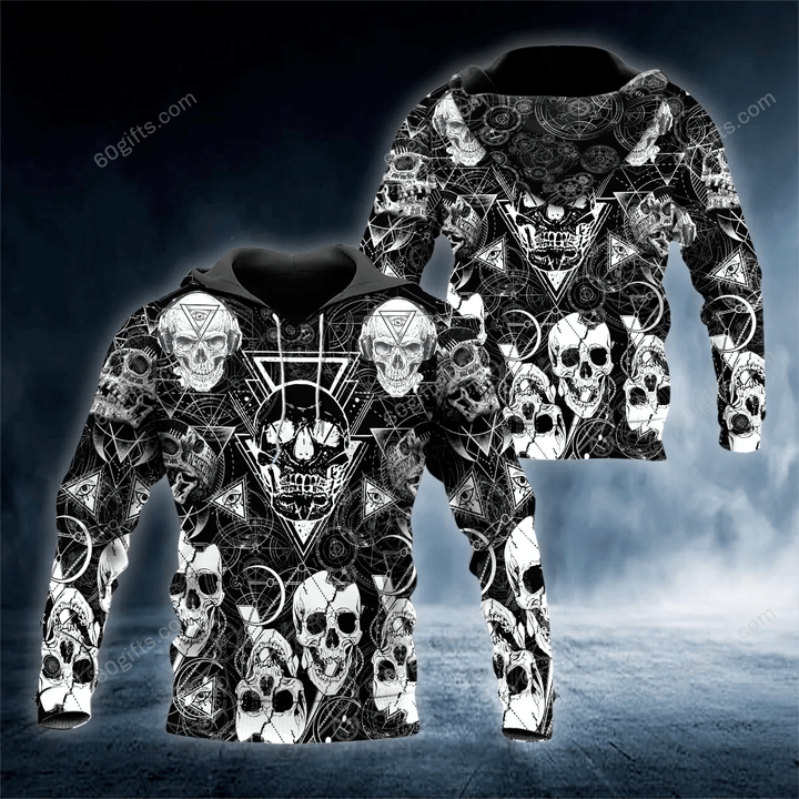 Happy Halloween 3d Hoodie, Zip Hoodie, Hoodie Dress, Sweatshirt Gothic Satan Skull All Over Print