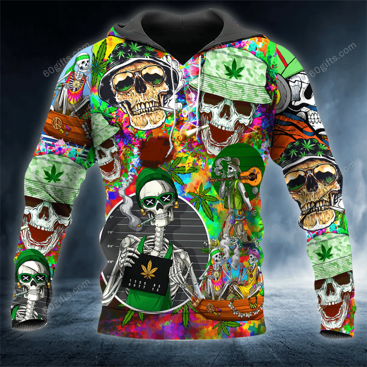 Happy Halloween 3d Hoodie, Zip Hoodie, Hoodie Dress, Sweatshirt Colorful Skeleton Weed Skull All Over Print