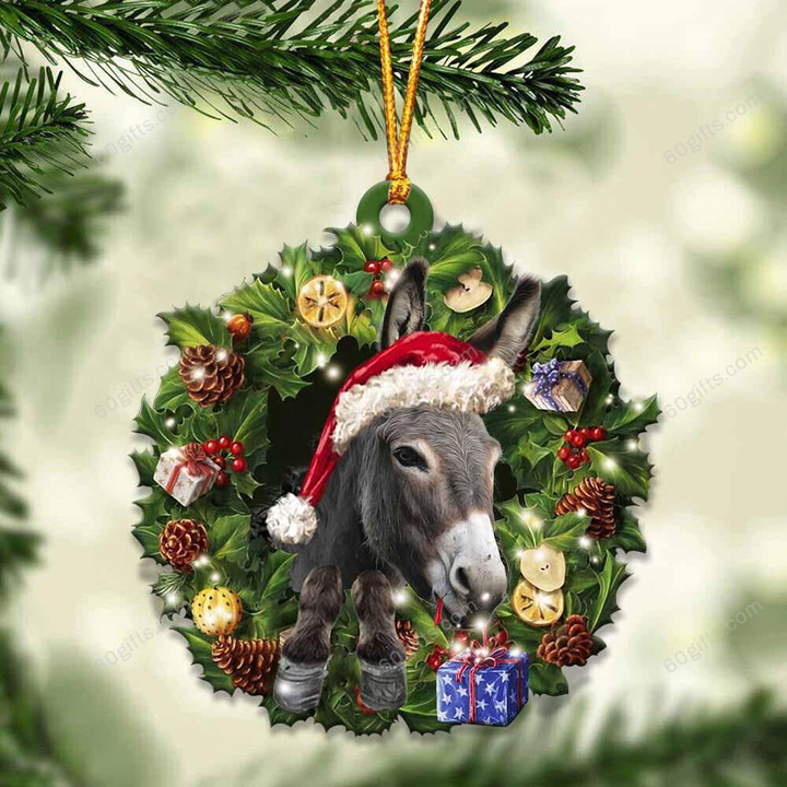 Donkey Ornament - Christmas Gift For Family, For Her, Gift For Him, Gift For Pets Lover Ornament.