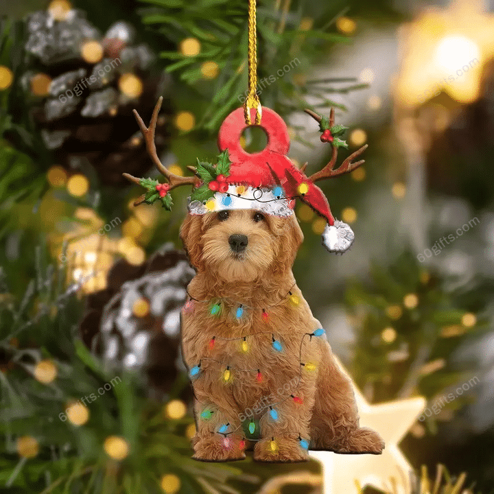 Cute Goldendoodle Christmas Ornament - Christmas Gift For Family, For Her, Gift For Him, Gift For Pets Lover Shape Ornament.