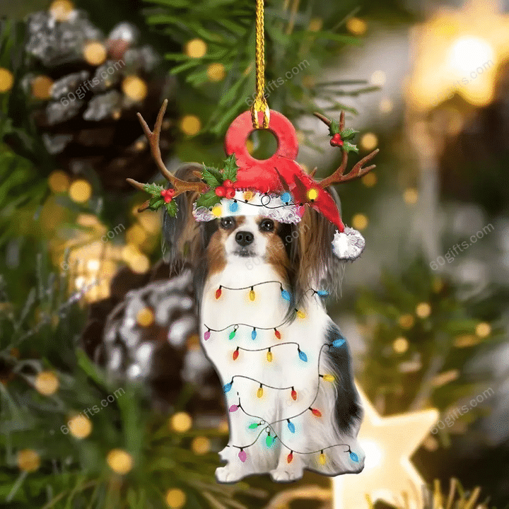 Cute Papillon Christmas Ornament - Christmas Gift For Family, For Her, Gift For Him, Gift For Pets Lover Shape Ornament.