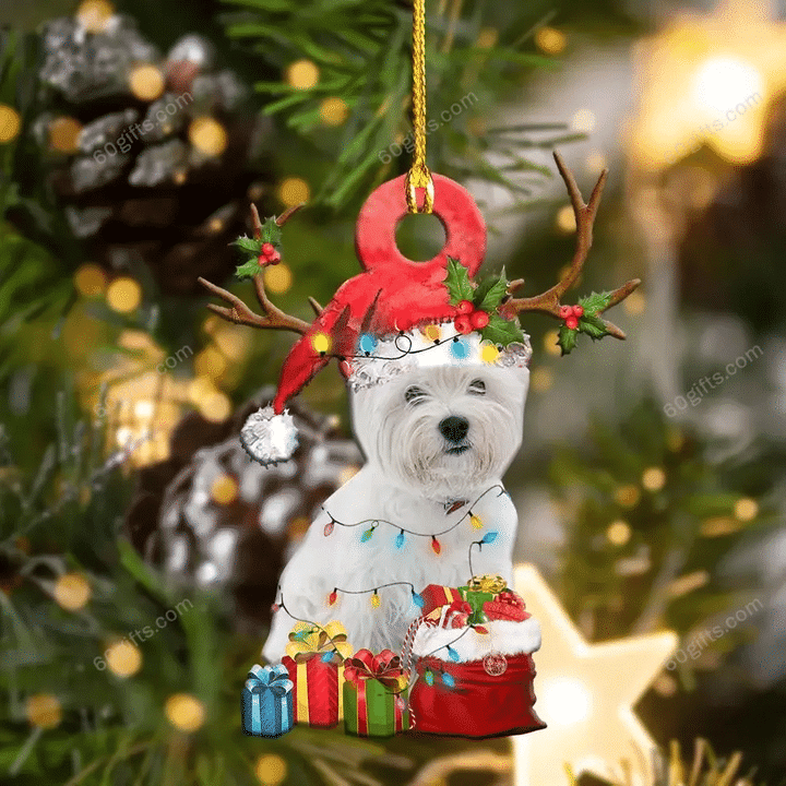 Cute Westies Christmas Ornament - Christmas Gift For Family, For Her, Gift For Him, Gift For Pets Lover Shape Ornament.