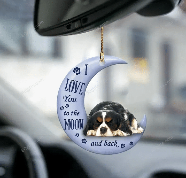 Personalized Name Ornament Cavalier King Charles Spaniel I Love You To The Moon & Back - Christmas Gift For Family, For Her, Gift For Him, Gift For Pets Lover Two Sided Ornament