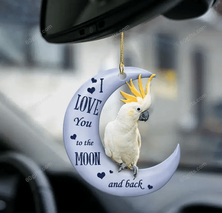 Personalized Name Ornament Citron Cockatoo I Love You To The Moon & Back - Christmas Gift For Family, For Her, Gift For Him, Gift For Pets Lover Two Sided Ornament