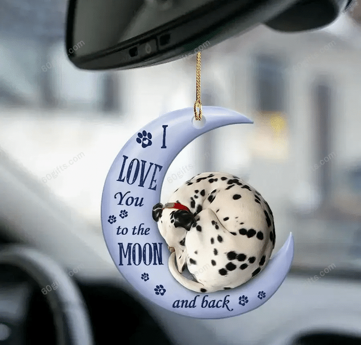 Personalized Name Ornament Dalmatian I Love You To The Moon & Back - Christmas Gift For Family, For Her, Gift For Him, Gift For Pets Lover Two Sided Ornament