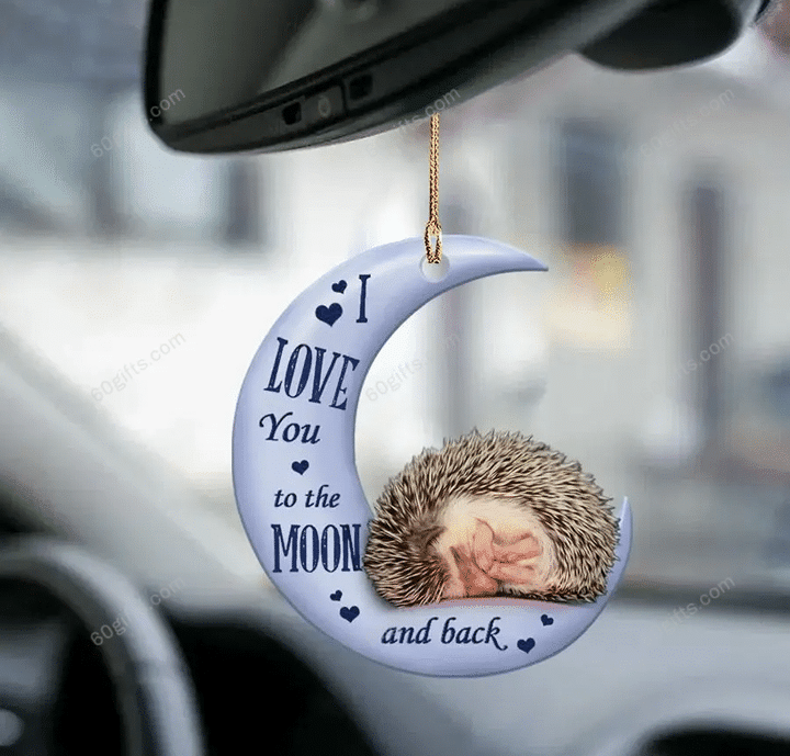 Personalized Name Ornament Hedgehog I Love You To The Moon & Back - Christmas Gift For Family, For Her, Gift For Him, Gift For Pets Lover Two Sided Ornament