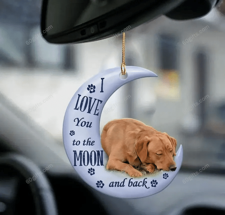 Personalized Name Ornament Red Labrador Retriever I Love You To The Moon & Back - Christmas Gift For Family, For Her, Gift For Him, Gift For Pets Lover Two Sided Ornament