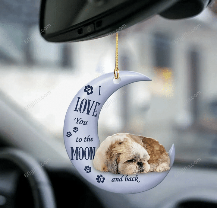 Personalized Name Ornament Shih Tzu I Love You To The Moon & Back - Christmas Gift For Family, For Her, Gift For Him, Gift For Pets Lover Two Sided Ornament