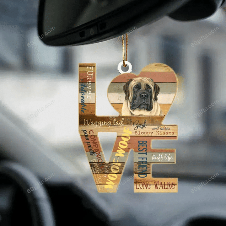 Personalized Photo Ornament Mastiff Love Wood - Christmas Gift For Family, For Her, Gift For Him, Gift For Pets Lover Two Sided Ornament