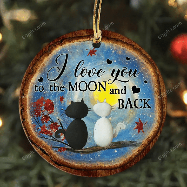 Cat Couple I Love You Christmas Circle Ceramic Ornament - Christmas Gift For Family, For Her, Gift For Him Two Sided Ornament