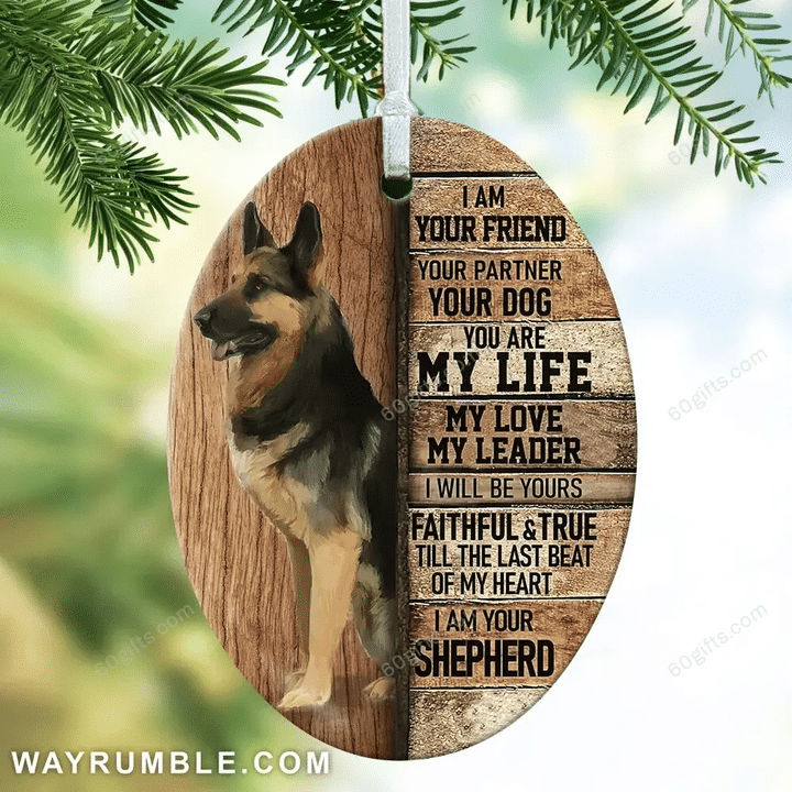 German Shepherd I Am Your Friend Christmas Oval Ceramic Ornament - Christmas Gift For Family, For Her, Gift For Him Two Sided Ornament