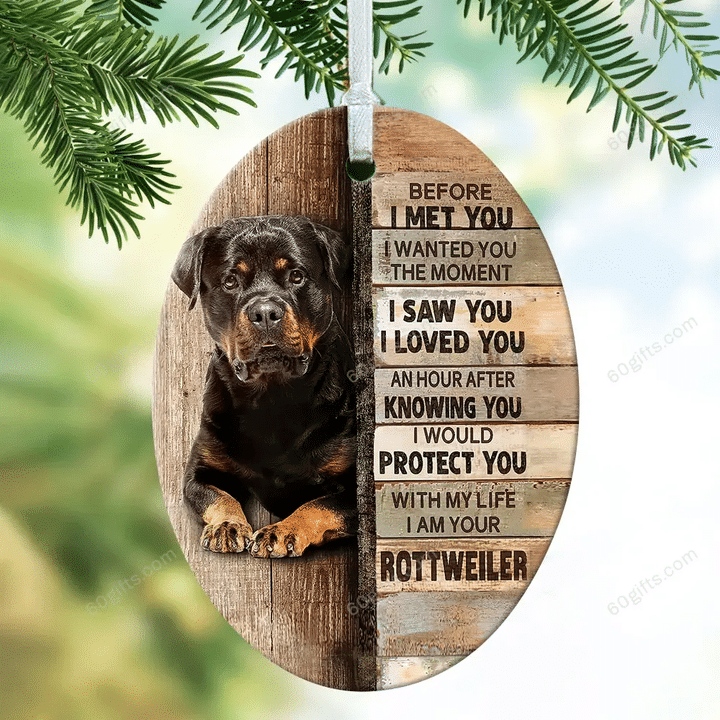 Rottweiler I Would Protect You Christmas Oval Ceramic Ornament - Christmas Gift For Family, For Her, Gift For Him Two Sided Ornament