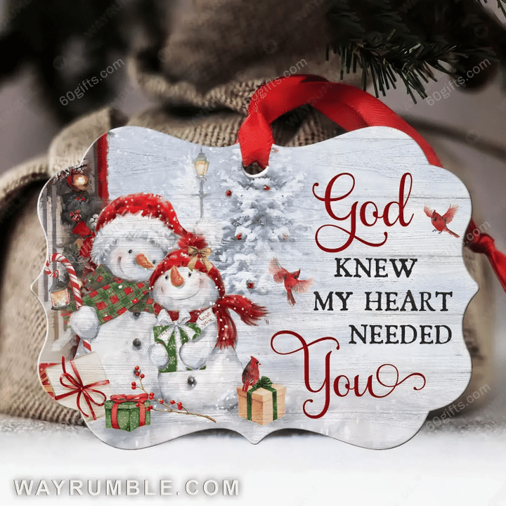 Frosty Snowman God Knew Christmas Medallion Metal Ornament - Christmas Gift For Family, For Her, Gift For Him Two Sided Ornament