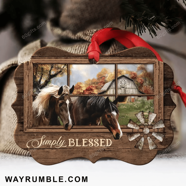 Horse Simply Blessed Christmas Medallion Metal Ornament - Christmas Gift For Family, For Her, Gift For Him Two Sided Ornament