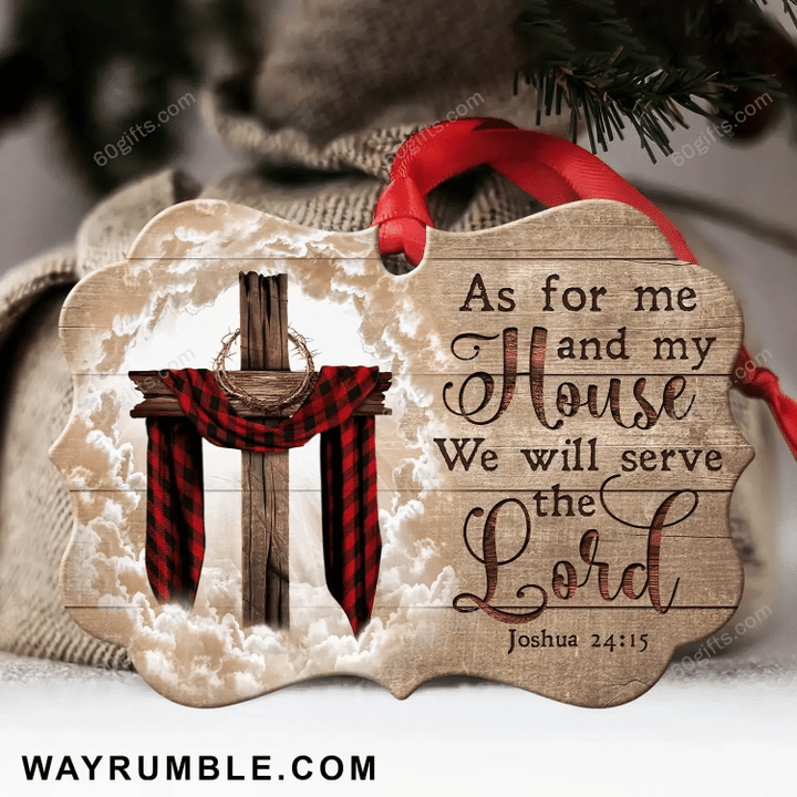 Jesus Me & My House Christmas Medallion Metal Ornament - Christmas Gift For Family, For Her, Gift For Him Two Sided Ornament