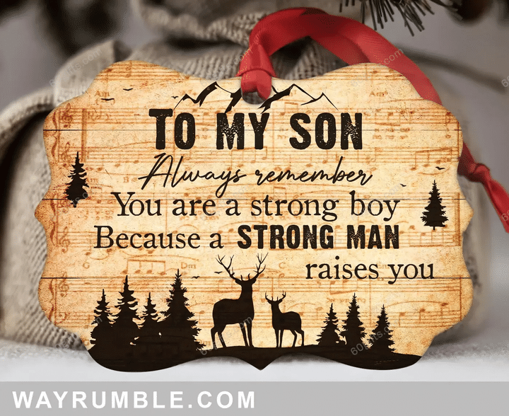 To My Son Always Remember Christmas Medallion Metal Ornament - Christmas Gift For Family, For Her, Gift For Him Two Sided Ornament