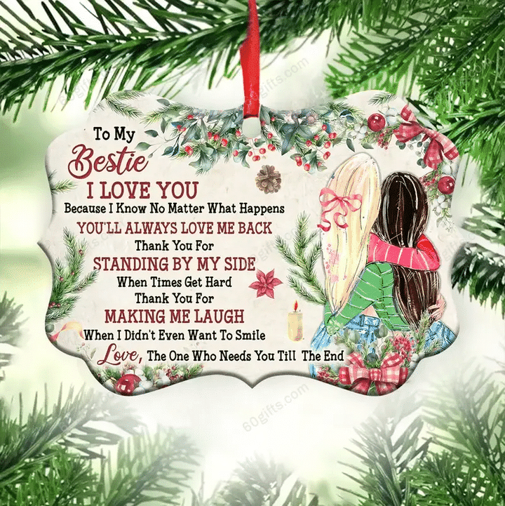 Bestie Christmas To My Bestie Christmas Medallion Metal Ornament - Christmas Gift For Family, For Her, Gift For Him Two Sided Ornament