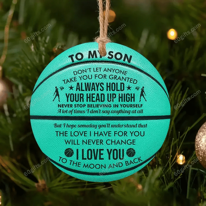 Basketball To My Son Christmas Circle Ceramic Ornament - Christmas Gift For Family, For Her, Gift For Him Two Sided Ornament