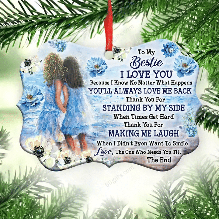 To My Bestie Christmas Medallion Metal Ornament - Christmas Gift For Family, For Her, Gift For Him Two Sided Ornament