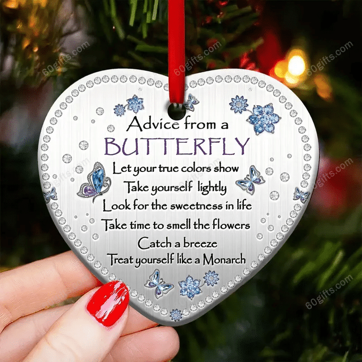 Butterfly Advice Christmas Heart Ceramic Ornament - Christmas Gift For Family, For Her, Gift For Him Two Sided Ornament