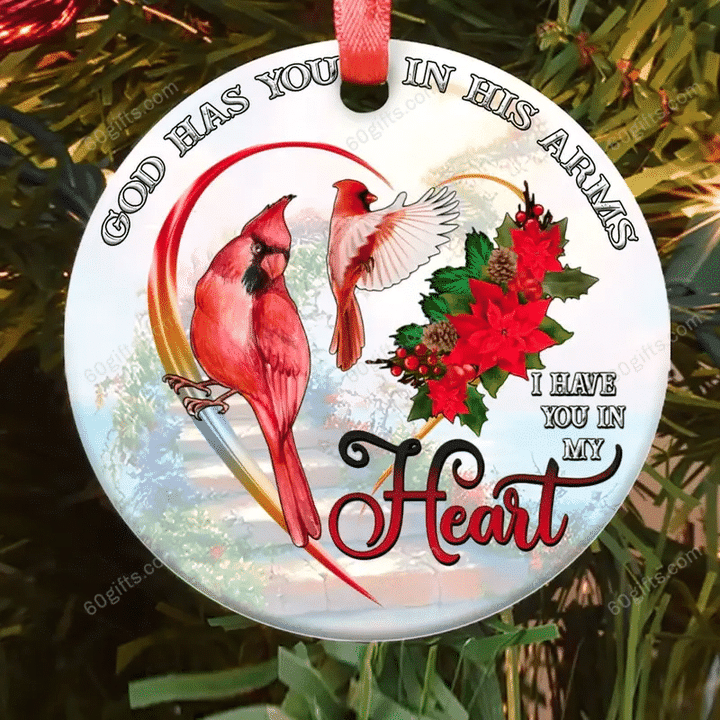 Cardinal I Have You In My Heart Christmas Circle Ceramic Ornament - Christmas Gift For Family, For Her, Gift For Him Two Sided Ornament