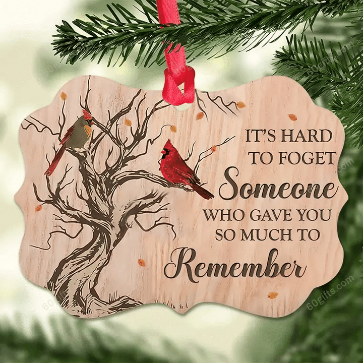Cardinal Its Hard To Forget Christmas Medallion Metal Ornament - Christmas Gift For Family, For Her, Gift For Him Two Sided Ornament