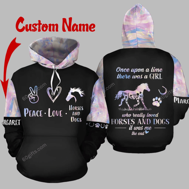 Merry Christmas & Happy New Year Custom 3d Hoodie, Zip Hoodie, Hoodie Dress, Sweatshirt There Was A Girl Who Loved Dogs And Horses Personalized Aparel All Over Print
